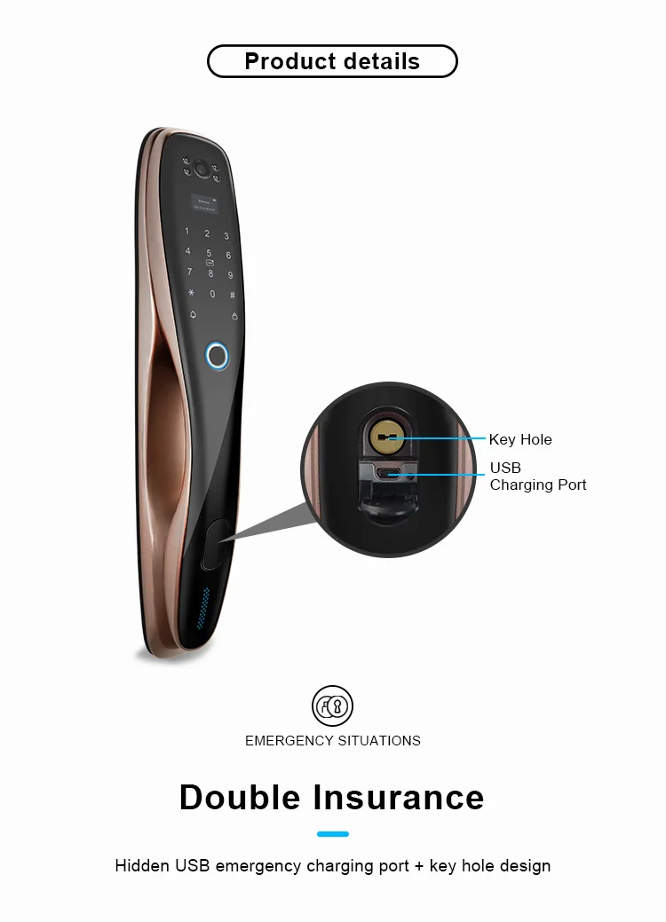 Safety Alarm Fully Automatic Doorbell Electronic cat eys monitoring smart Video door lock with camera outdoor