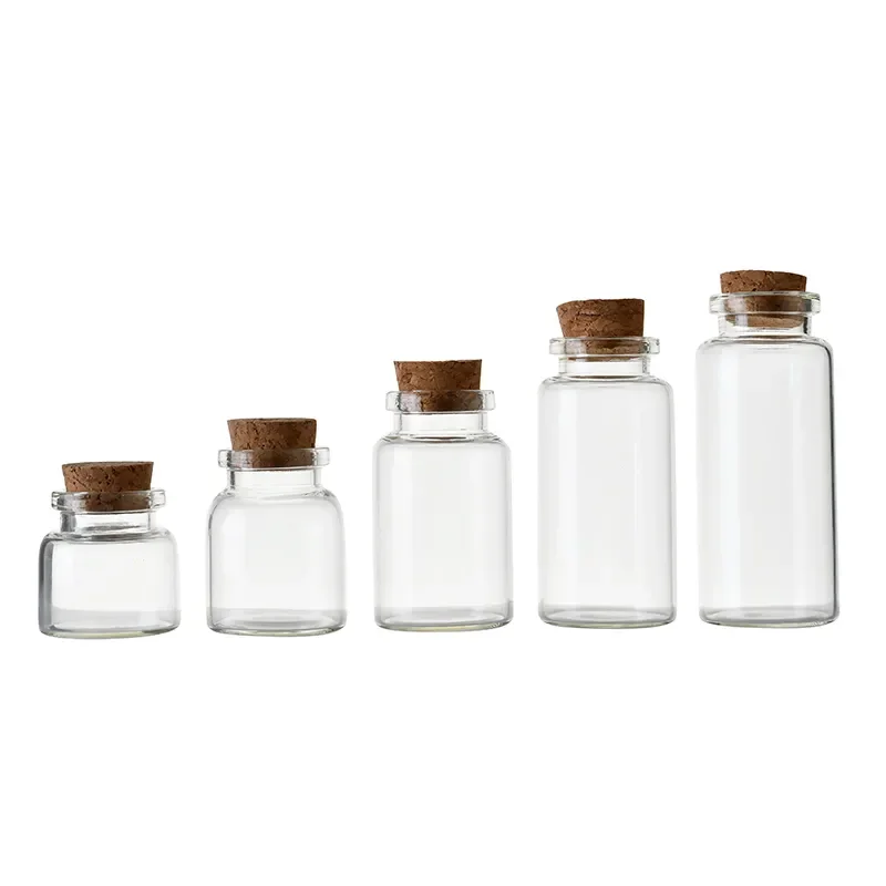 Wholesale 4-20ml cork bottle glass vial pendant laboratory bottles for testing essential oil wishing purpose