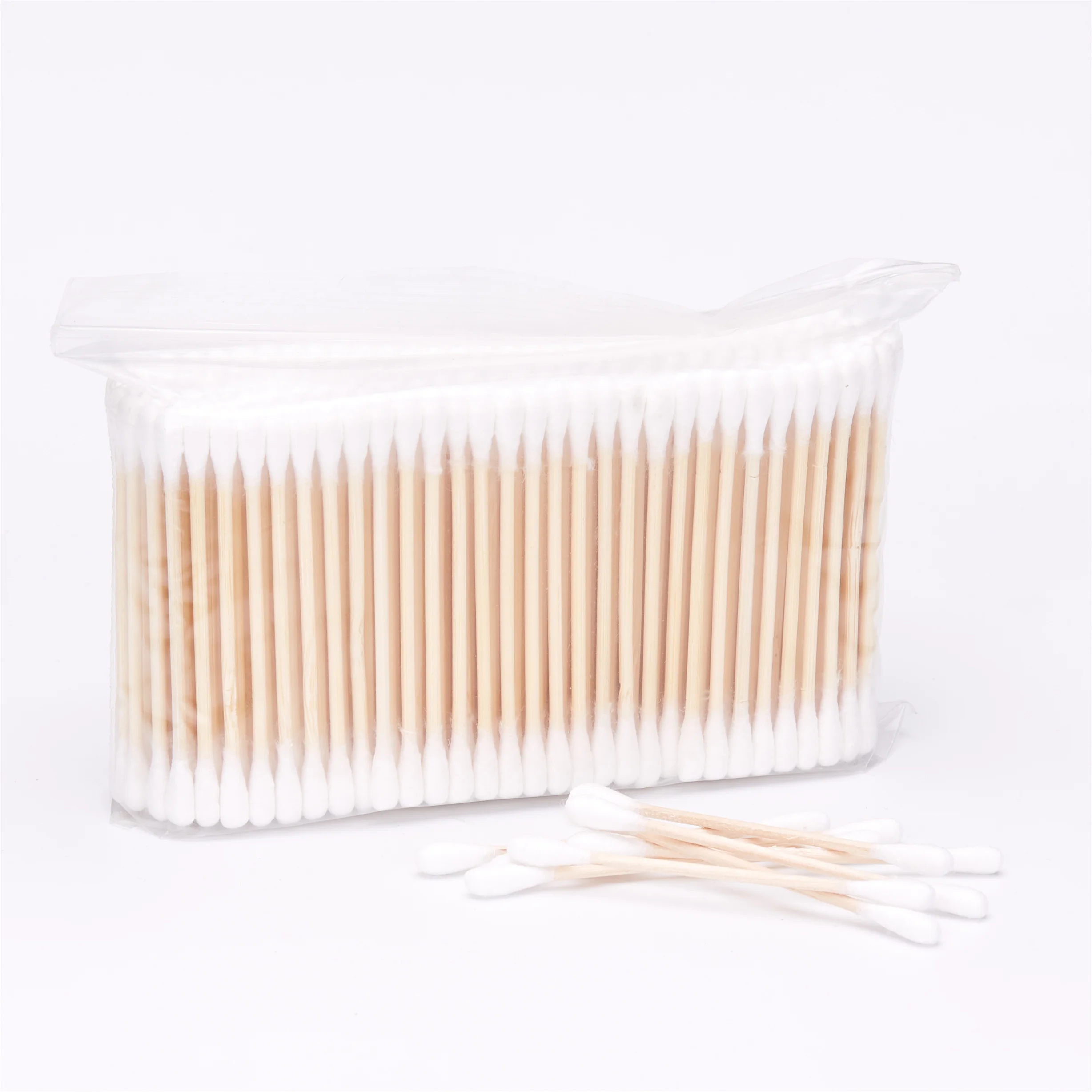 500 Pcs Disposable Eco-Friendly Wooden Sticks Double Head Cotton Buds Swab Medical cotton swabs
