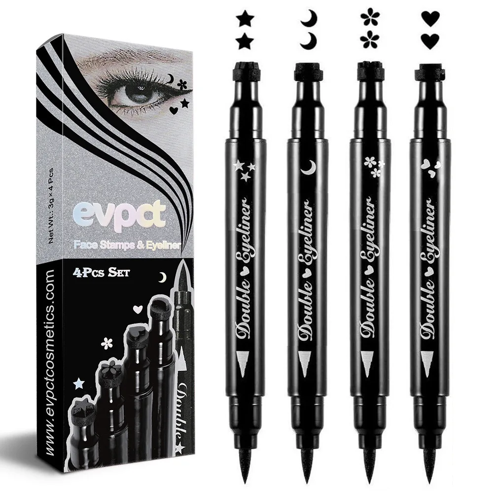 Double-head Stamp Eyeliner Pencil Set 4pcs Waterproof Eyeliner Women Makeup Brand