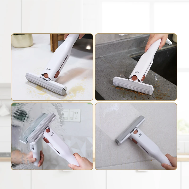 Multifunctional household cleaning tools handheld portable mini sponge cleaning mop with replacement for kitchen