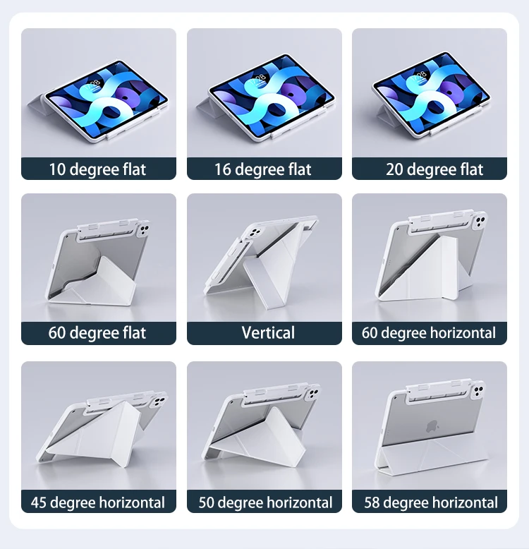 2022 New Stock Detach Origami Flip Smart iPad Pro  Leather case With Pencil holder For iPad Air for iPad Pro 11 Magnetic Case