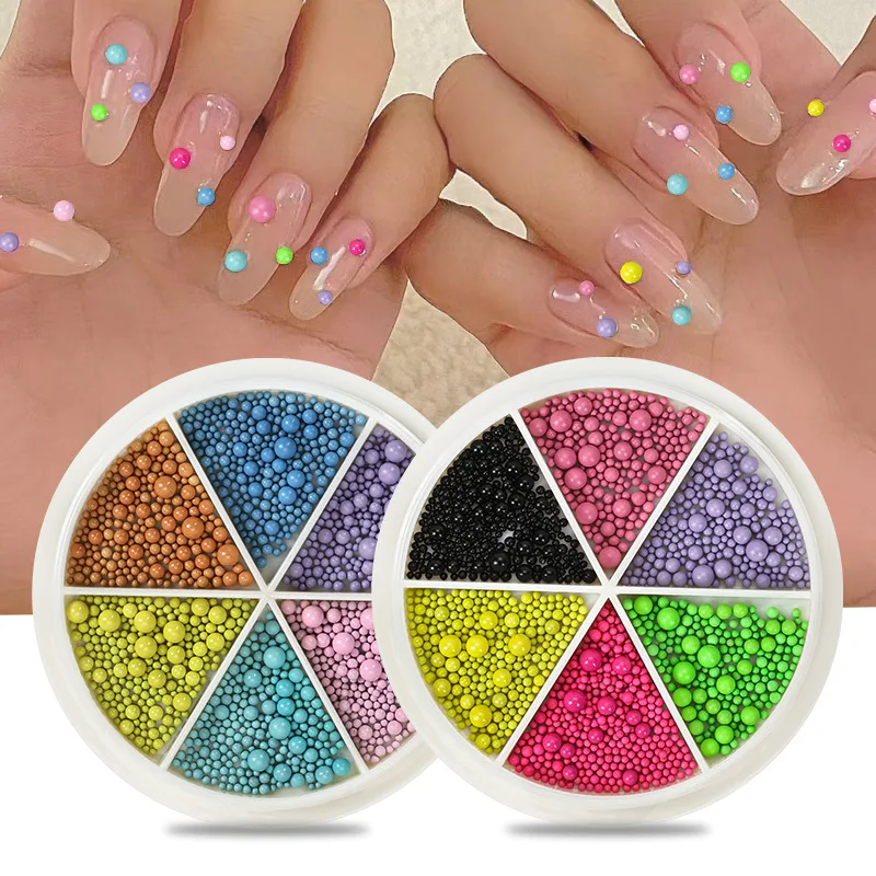 Candy Colors Nail Art Beads Macaron Caviar Beads 3D Steel Ball Decoration Mixed Size Metal Round Accessories for Nail Designs