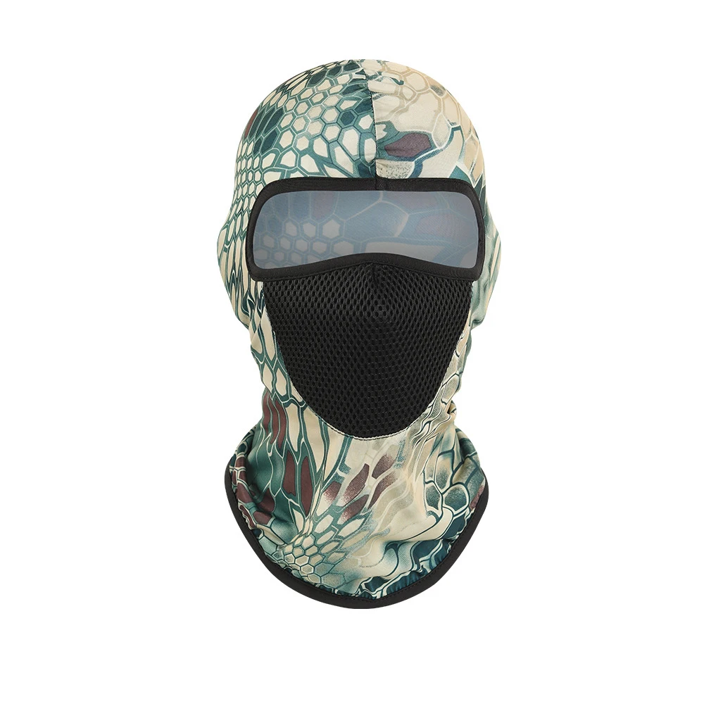 Summer Ice Silk Print Polyester Cycling Motorcycle Liner Breathable Camo Balaclava Full Face Cover Mesh Mask Hat