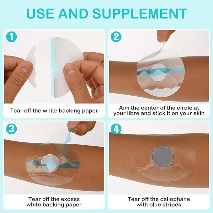Latex-Free Glucose Sensor Covers Medical Adhesive Patches for Precut CGM Tape  Waterproof and Strong Stick for Long Stay