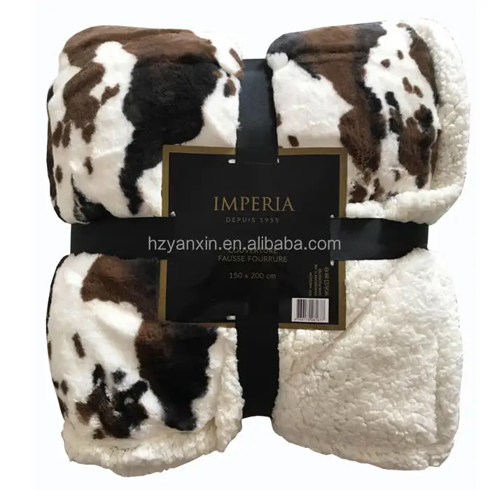 China Manufacture Soft Thick Faux Fur Blanket Microfiber Printed Sheepskin Fur Blanket