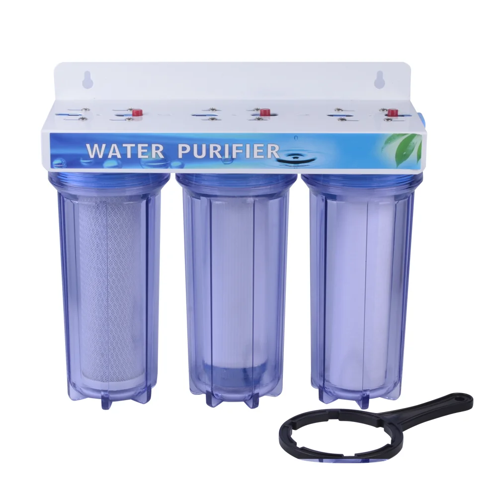 NW-PRF03 3 stages water purifier triple filtration with 10 inch thickened filter bottle and exhaust button