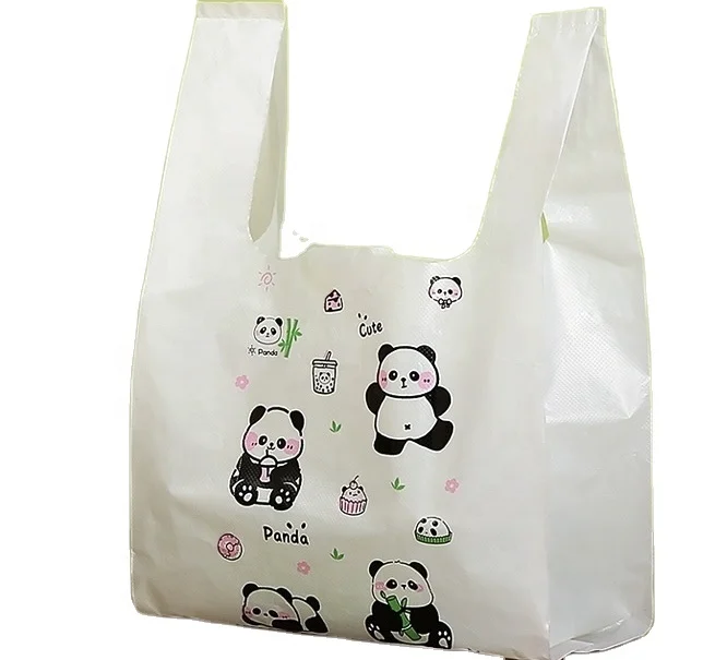 HOT SALE Heat Seal Custom Logo Printed And Multicolor Shopping T Shirt Bag With Your Own Design