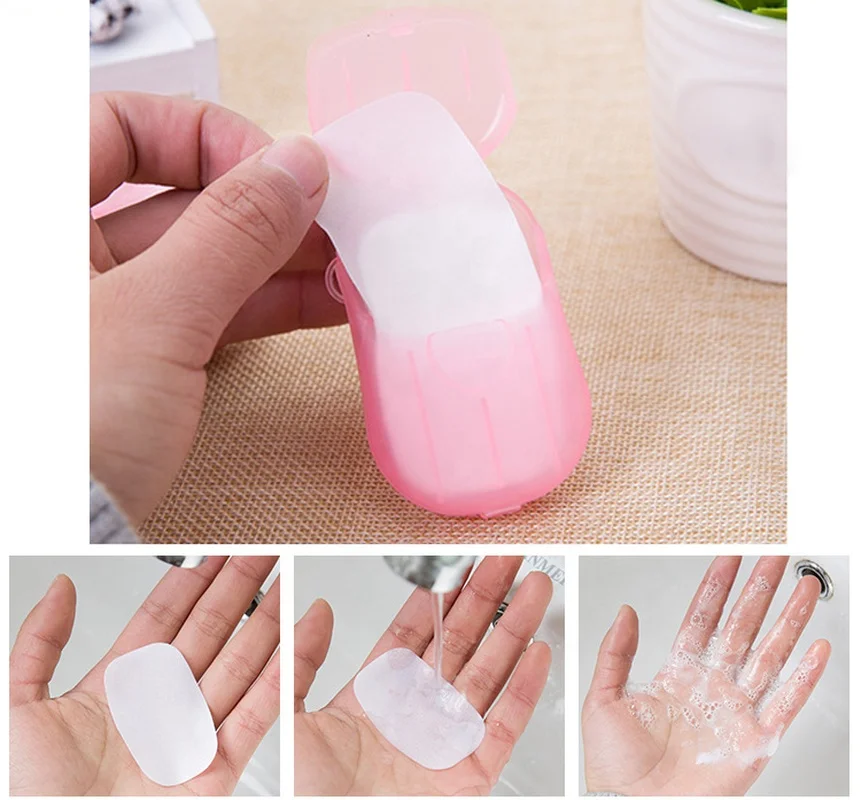 Wholesale 20pcs travel outdoor small container disposable portable bath paper soap