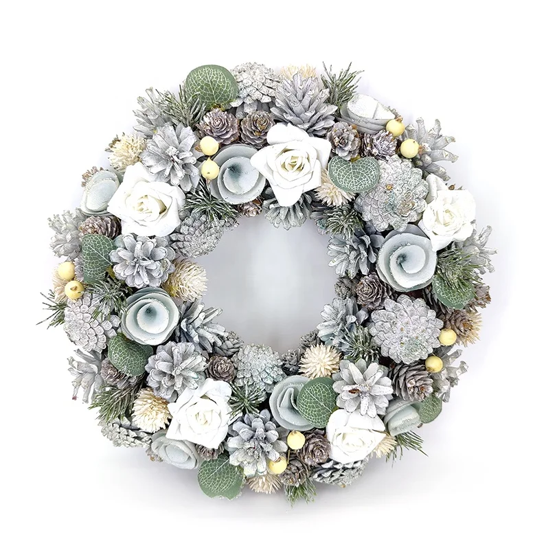 Wholesale Diameter 35 cm Real Pine Cones Hanging Front Door Christmas Wreaths And Garland For Decoration