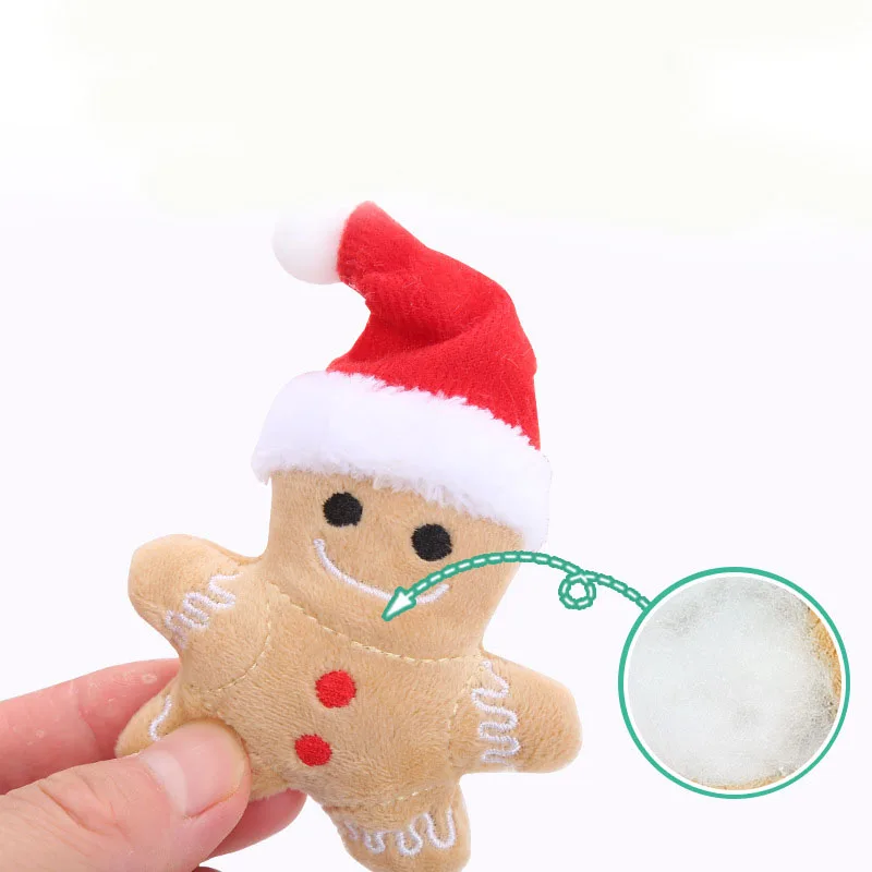 Lovely Gingerbread Man Plush Cat Toy Catnip Christmas Toys for Cats
