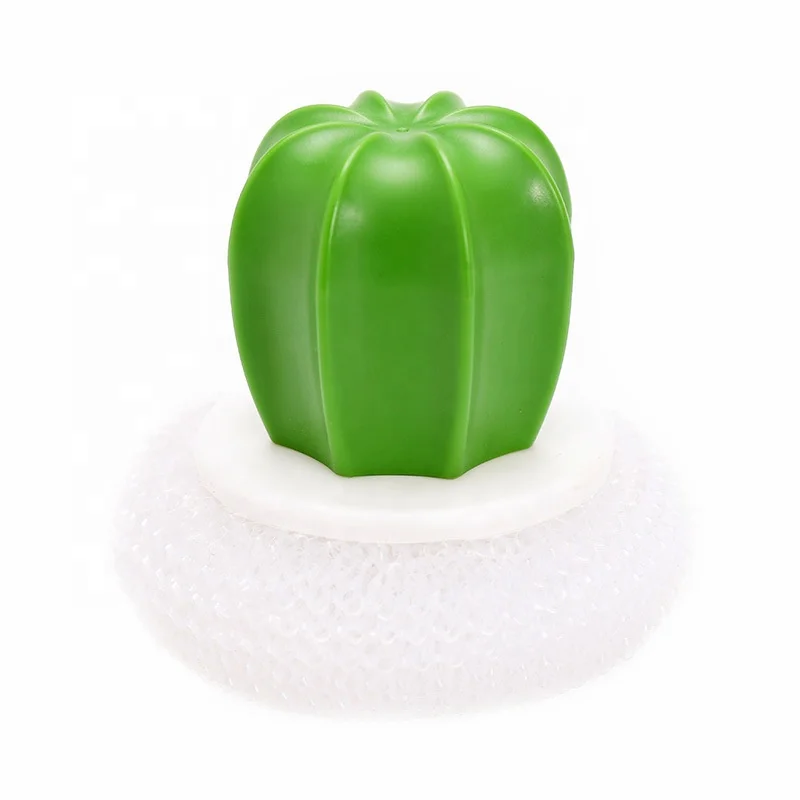 Cactus Biodegradable Cleaning Scouring Pads Scrubber Cloth Kitchen Sponge Scrubber Scourer Wipe Holder Sink with Handle