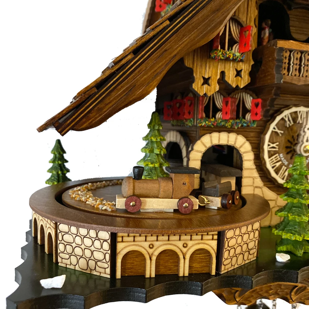 Wholesale Made In Germany Handmade Black Forest House Cuckoo Clock With Moving Train, With Music