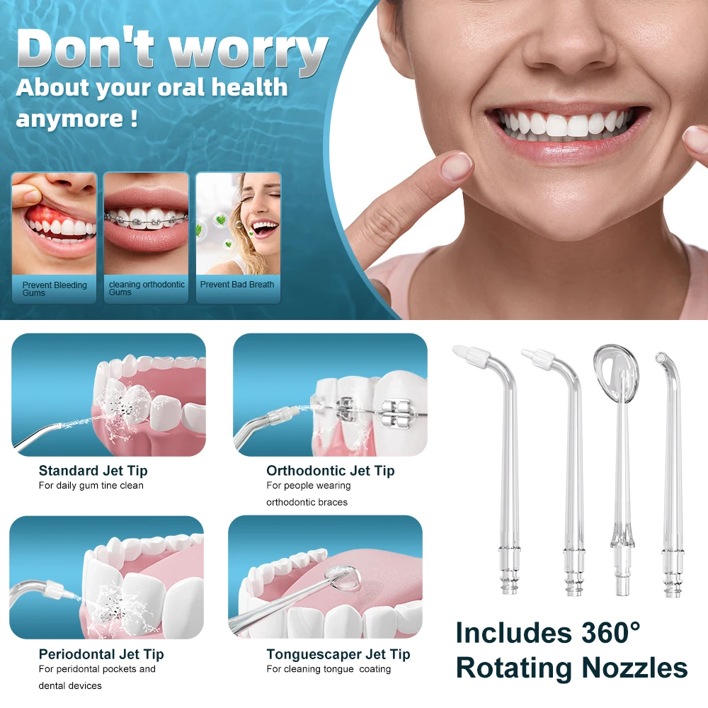 Профессиональный компактный электрический стоматологический беспроводной ирригатор IPX7 водонепроницаемый USB Перезаряжаемый очиститель зубов