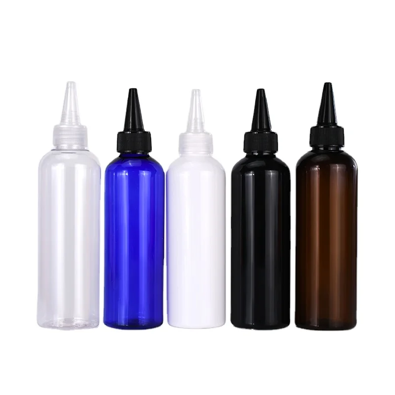 Eco-Friendly 4 oz 6 oz 8 oz PCR Plastic Dispensing Squeeze Bottles with Screw Cap for Hair Oil Die Nozzle Applicator Twist Top