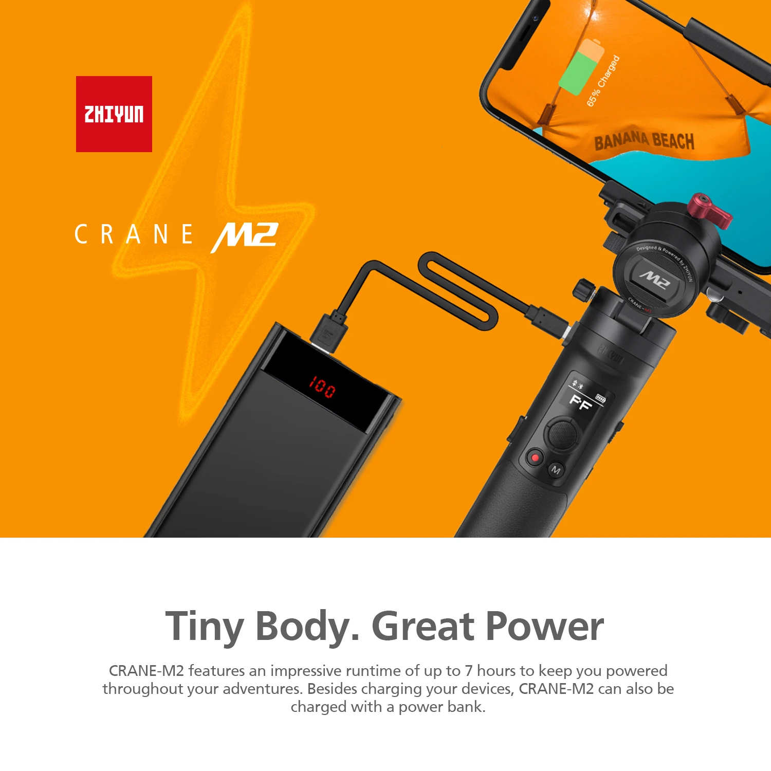 ZHIYUN Crane M2 3-осевой ручной шарнирный стабилизатор для камеры GoPro смартфонов и экшн-камеры компактных камер свет