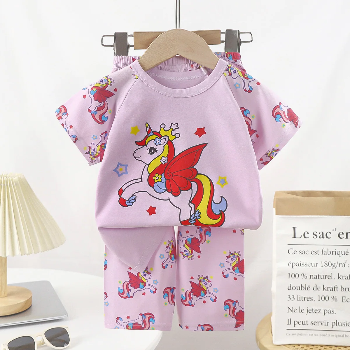 Kawaii Sanrios Kts Kuromi Cinnamoroll Детская летняя тонкая Пижама комплект из двух предметов милые шорты с коротким рукавом домашняя одежда