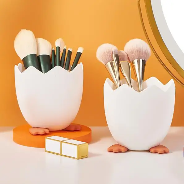 2023 New creative office  home decor multifunctional storage goods egg shaped cute cartoon pen makeup brush desk storage holders