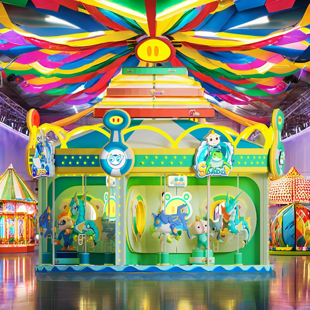 Classic Merry Go Round with GG Bond Characters for Fun Experiences in Family Amusement Centers