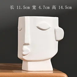 Hot Sale Nordic Modern White Human Face Ceramic Vase For Home Decor Office Table Top Porcelain Flower Pot Accessories