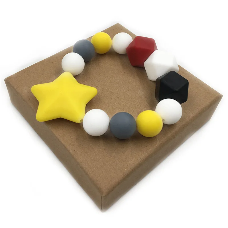 Wholesale Safe Infant Food Grade Silicone Beads Molars Bracelet Baby Teething Pacifier Teether Bracelet factory sell