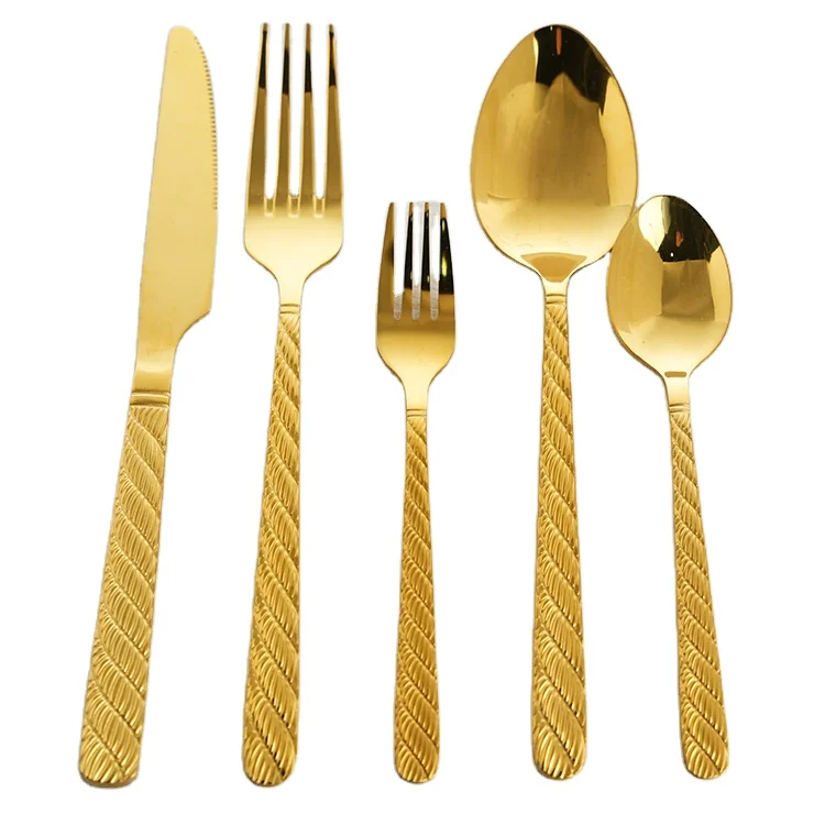 Stainless Steel 24pcs Set fried dough twist Handle Knife Fork Spoon Gift Set Western Food Nordic Style cutlery set TablEware