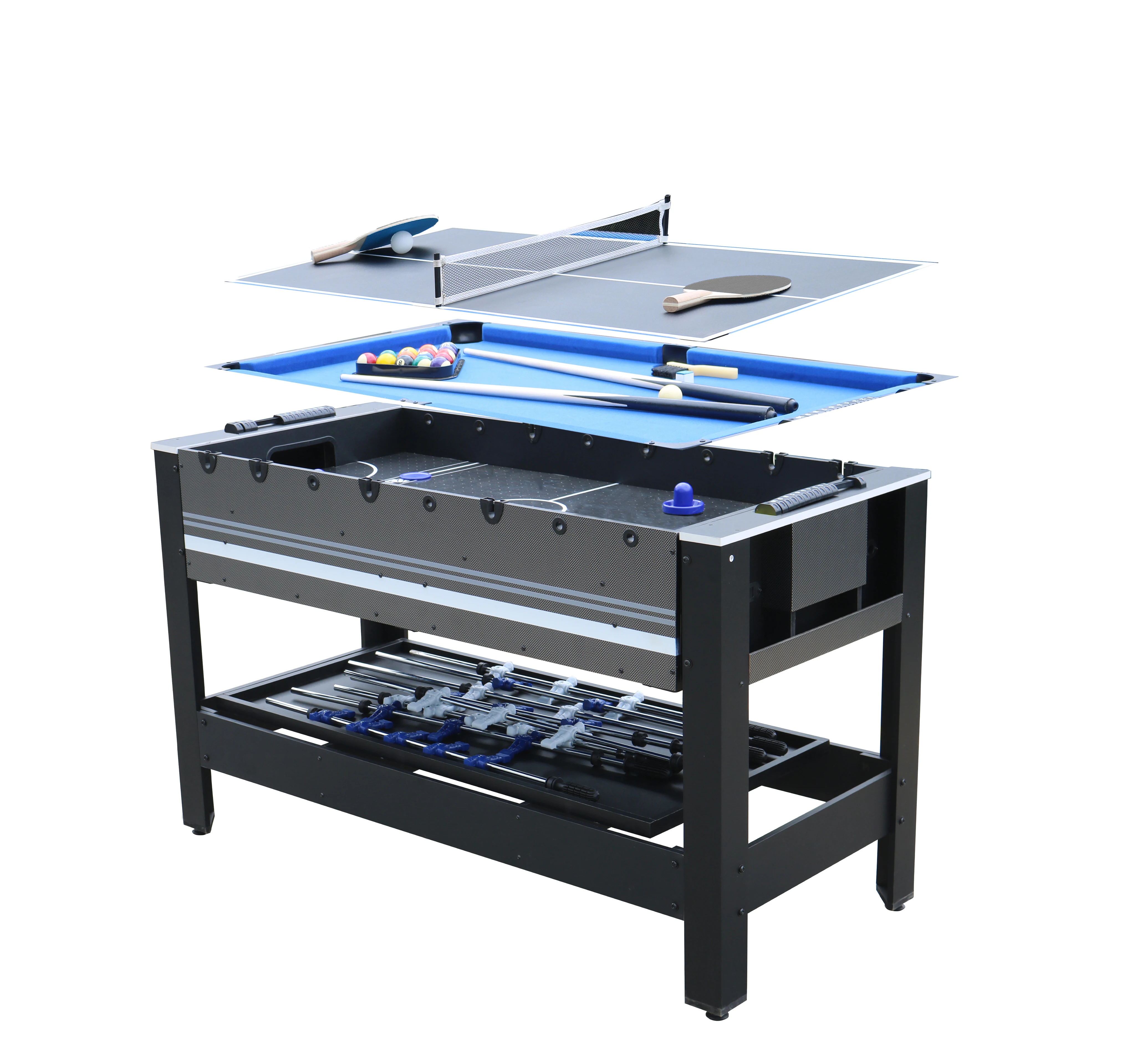 STX Manufacturing Modern Best Price Hot Sale 4 In 1 Multi Game Billiard Pool Table, Rotating Game Table, Hockey Games, Table Soc