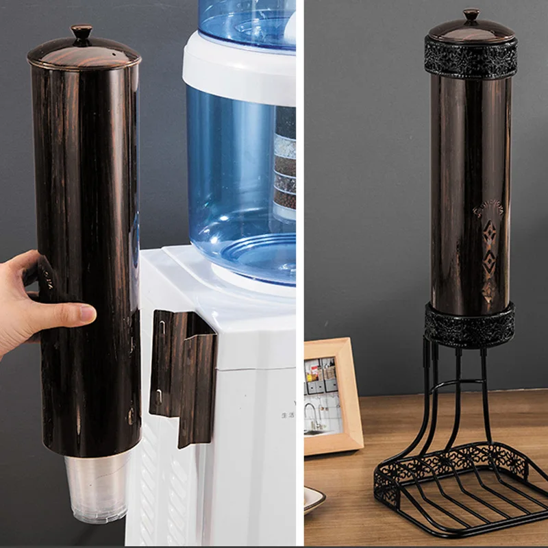 Stainless Steel Cups Dispenser Plastic Cup Holder for Water Dispenser Wall Mounted Automatic Cup Storage Desk Organizer Rack