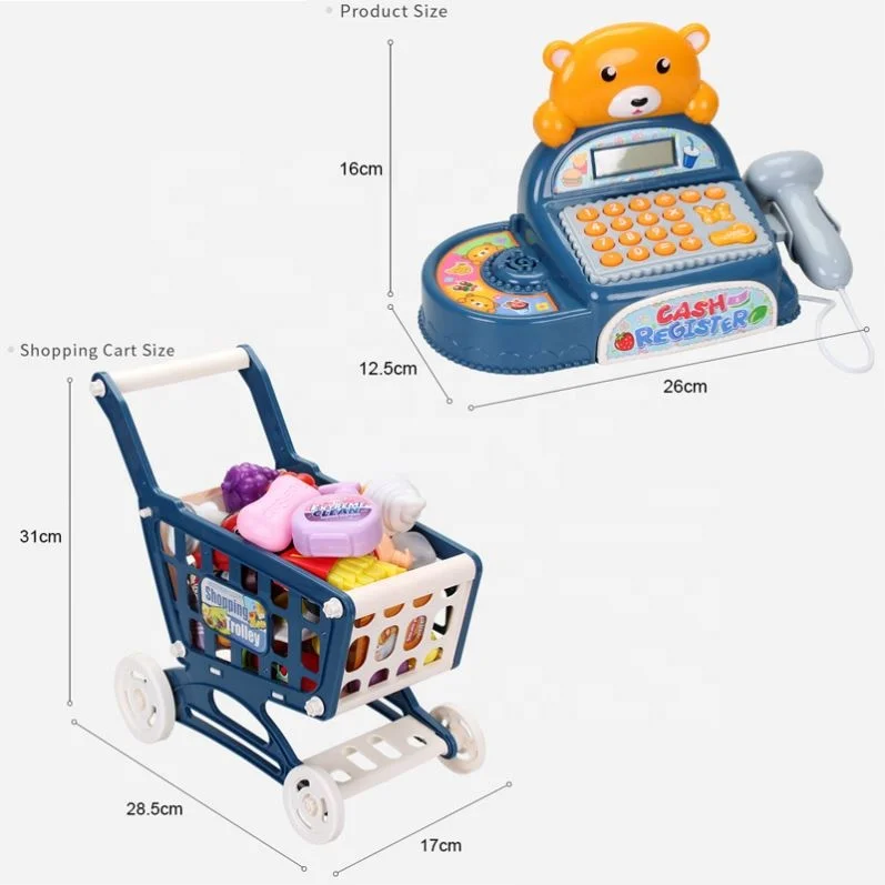 Top Quality Shopping Set With Calculator Scanner Supermarket Equipment Kids Electronic Cash Register Toy