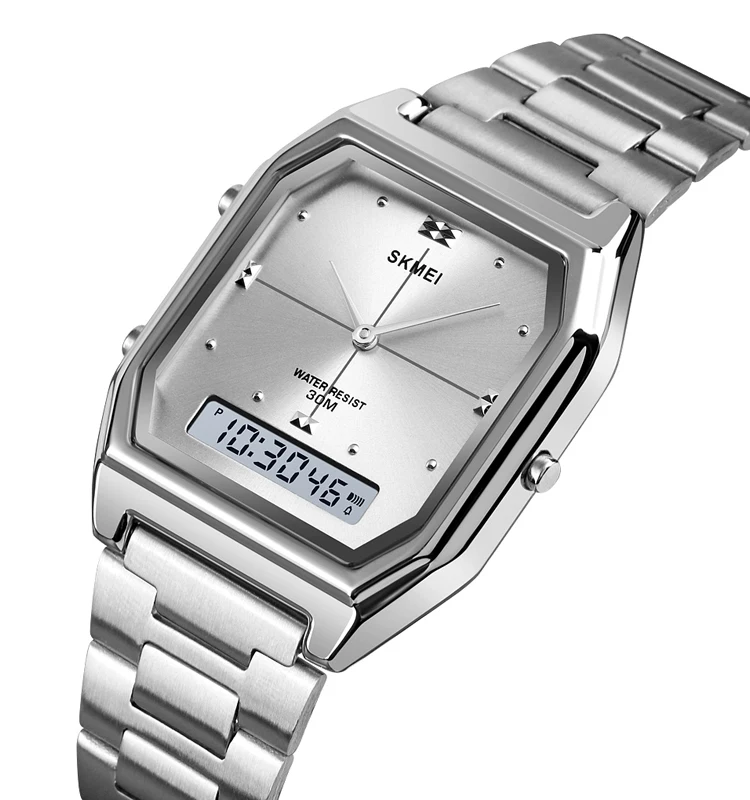 SKMEI 2258 MEN DUAL TIME WATCH SQUARE DIAL DIGITAL WATCH