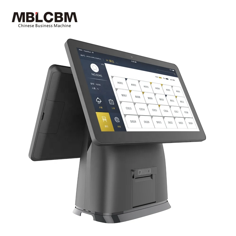 dual screen 15.6inch +15.6inch cash registers windows pos system for restaurant or retail