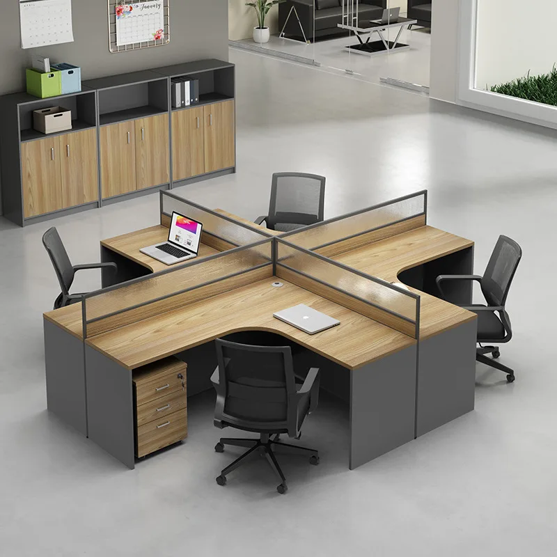 Modern office executive desk simple 6 people screen workstation office four people computer table for room and chair combination