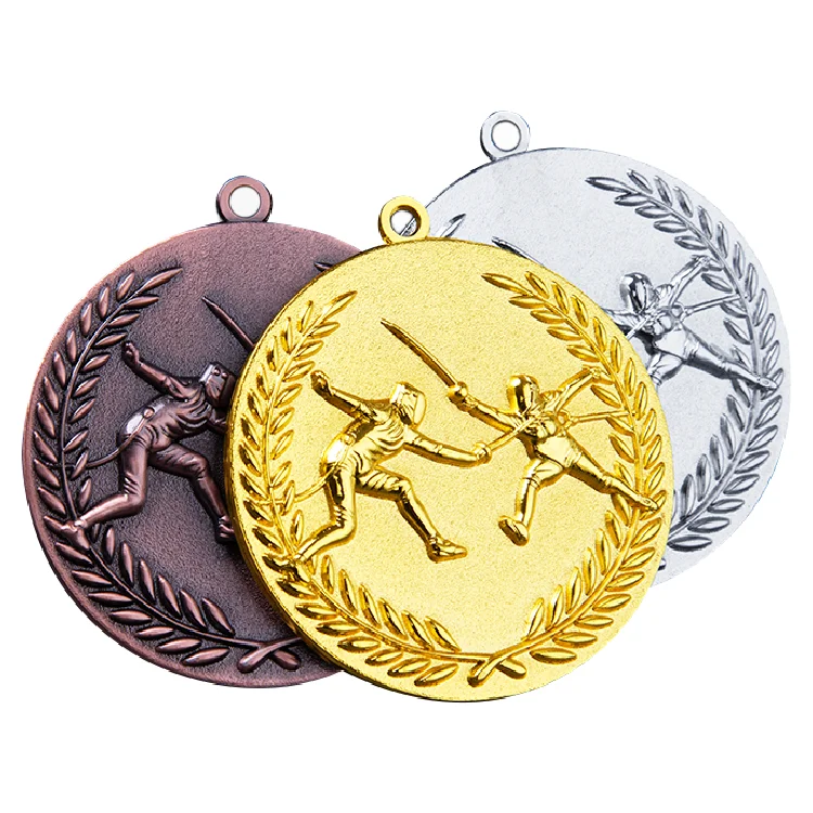 Grand Dream Awards Solid Metal Fencing Medals and High Relief Medallion with Neck Ribbon