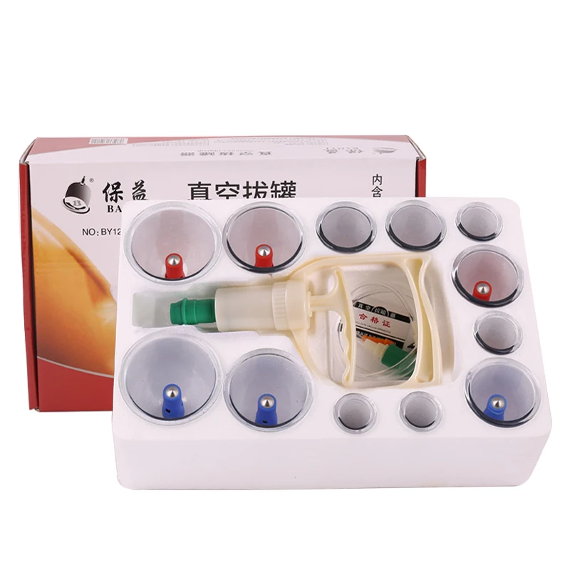 Baoyi12 Cups cupping device Chinese Medical Vacuum  hijama Cupping kit Physical Therapy Massager Body Cupping Set