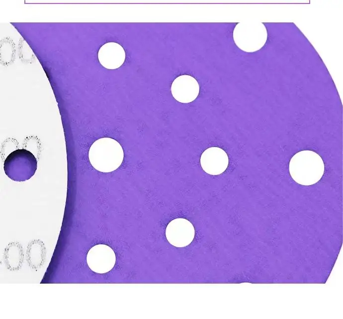 6 inch 17 holes Sandpaper  Purple Ceramic Sanding Disc  Hook and Loop Sanding Paper Abrasive Discs for Automotive