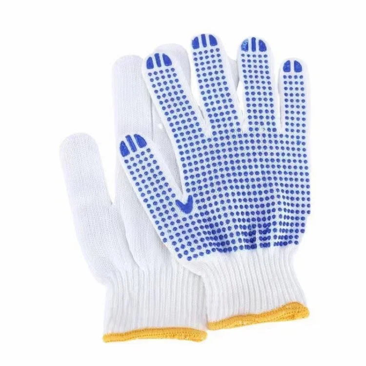 HPPE 500g 10 gauge working hand cotton glove for protect safety dotted driving farming gardening anti slip job glove general use