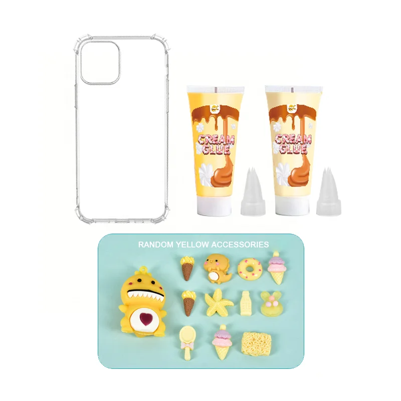 Accept Custom color cream glue icing clay glue slime whipped simulation cream DIY decoration kit for phone case