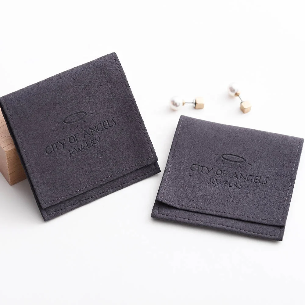 PandaSew Custom Logo Luxury Envelope Flap Micro Fiber Suede Jewelry Pouch