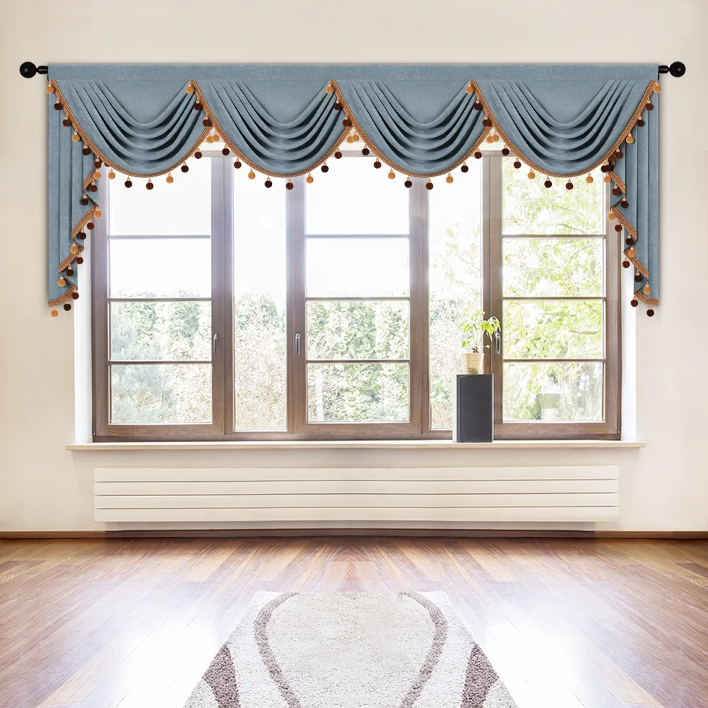 New Design Classic Style Chinese Curtain Valances for Living Room China Wholesale Velvet Soft Cortina Window Drapes Pelmet
