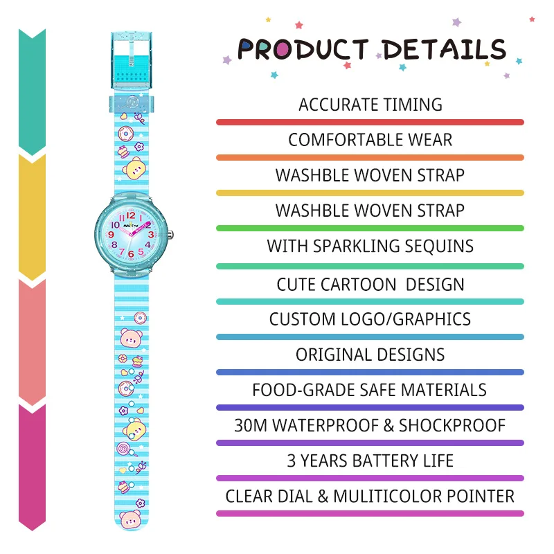 Bling japanese cartoon girl watch waterproof chain watch for girls