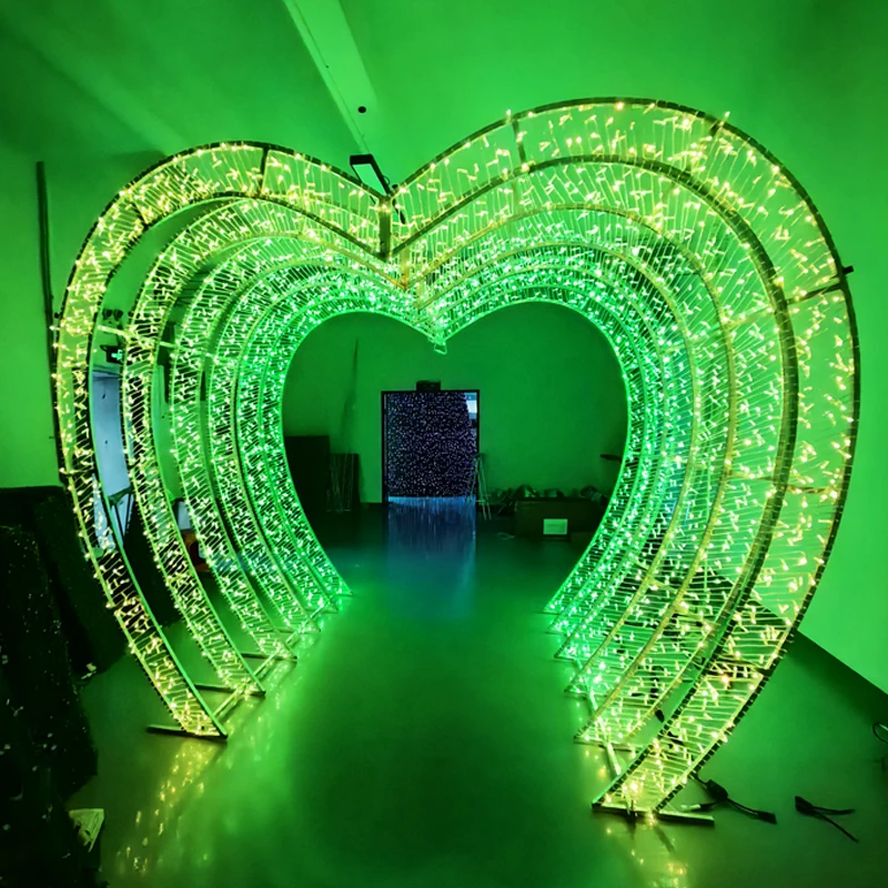 Custom Design Heart Shape Motif Light Christmas 3D Outdoor Street Decoration LED Tunnel Arch Motif Lights