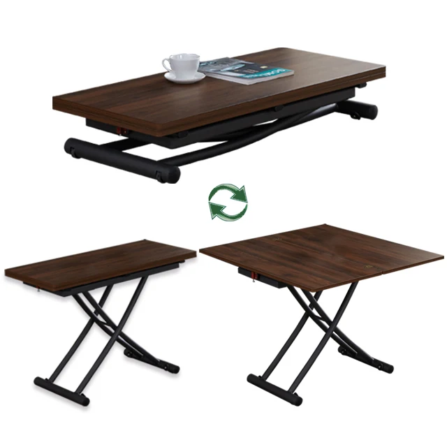 Modern Style Foldable Coffee Table with Lifting Function Dual-Use Dining Table for Living Room or Kitchen Wooden Material