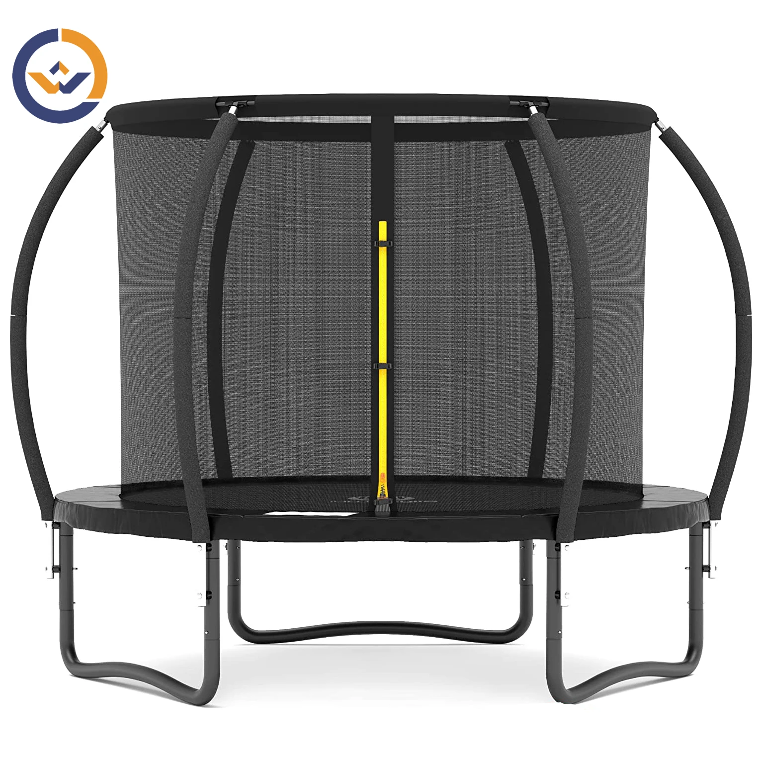 12FT Kids Trampoline With Safety Net  Juming Playground pumpkin shape Trampolines with curved safty net poles