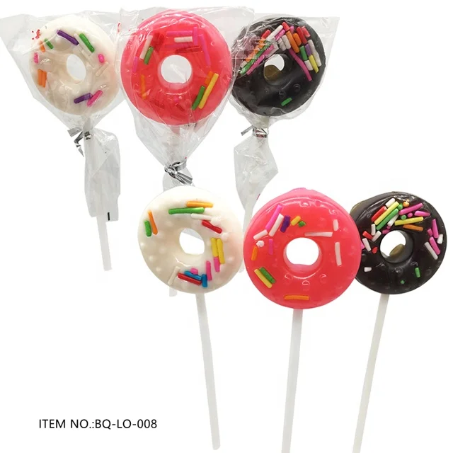 Colorful Delicious Lovely Sweet Mixed Fruit Flavor Doughnut Shape Hard Lollipop Candy
