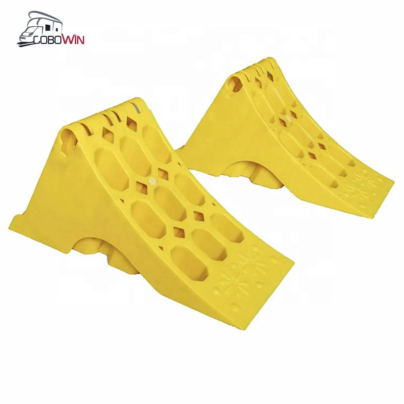 Outdoor Motorhome Camper Yellow Parking Tire Chock Block Stopper HDPE RV Wheel Chock