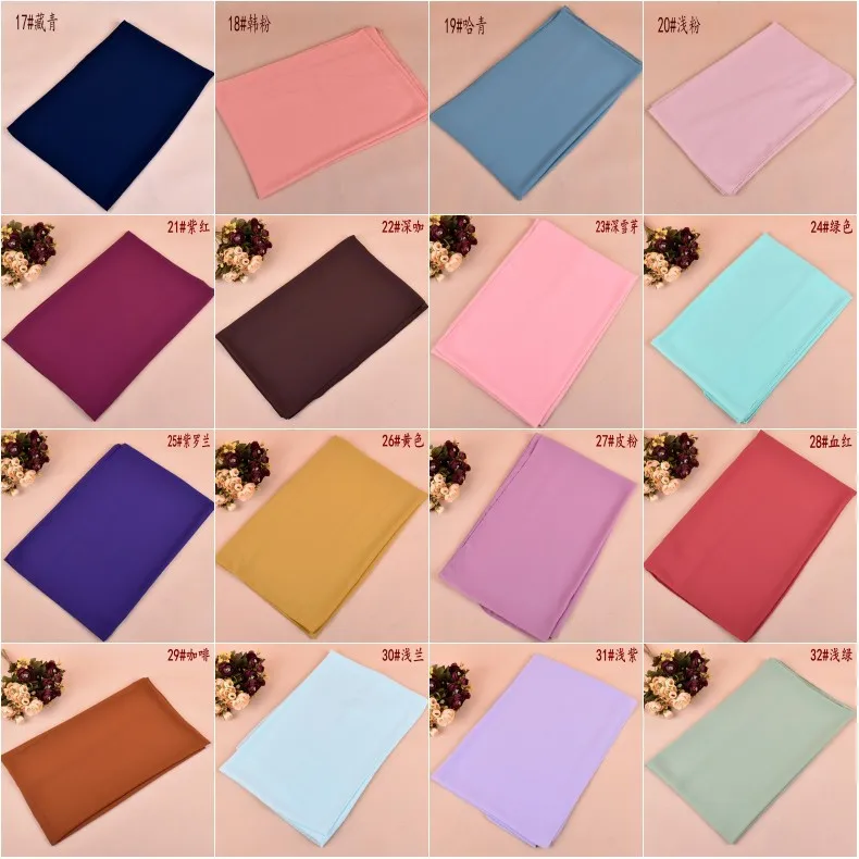 Classic Solid Monochromatic Pearl Chiffon Turban Ladies Yarn Light Edition Hijab