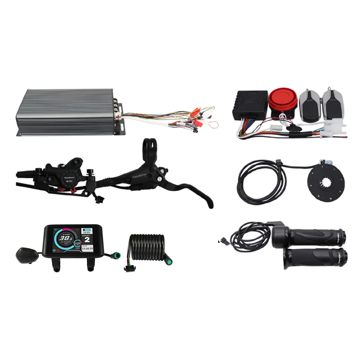 Sabvoton MQCON High Power 100A Sine Wave Controller +UKC1 Color Display+Throttle+Hydraulic Disc Brake+PAS+Alarm System