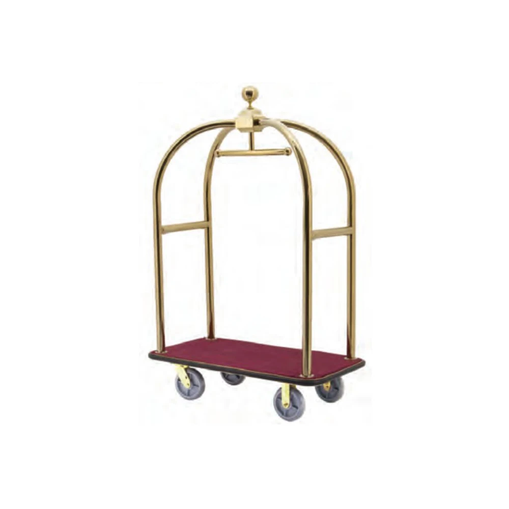 Hotel Lobby Service A-shaped Luggage Trolley Stainless Steel Pipe Baggage Cart OEM Custom Manufacturer Wholesale