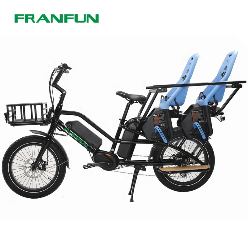 Luxury Mother-kids Fun Family Electric Bike Long Seat 140km Range Best Cargo Bicycle 2 Battery