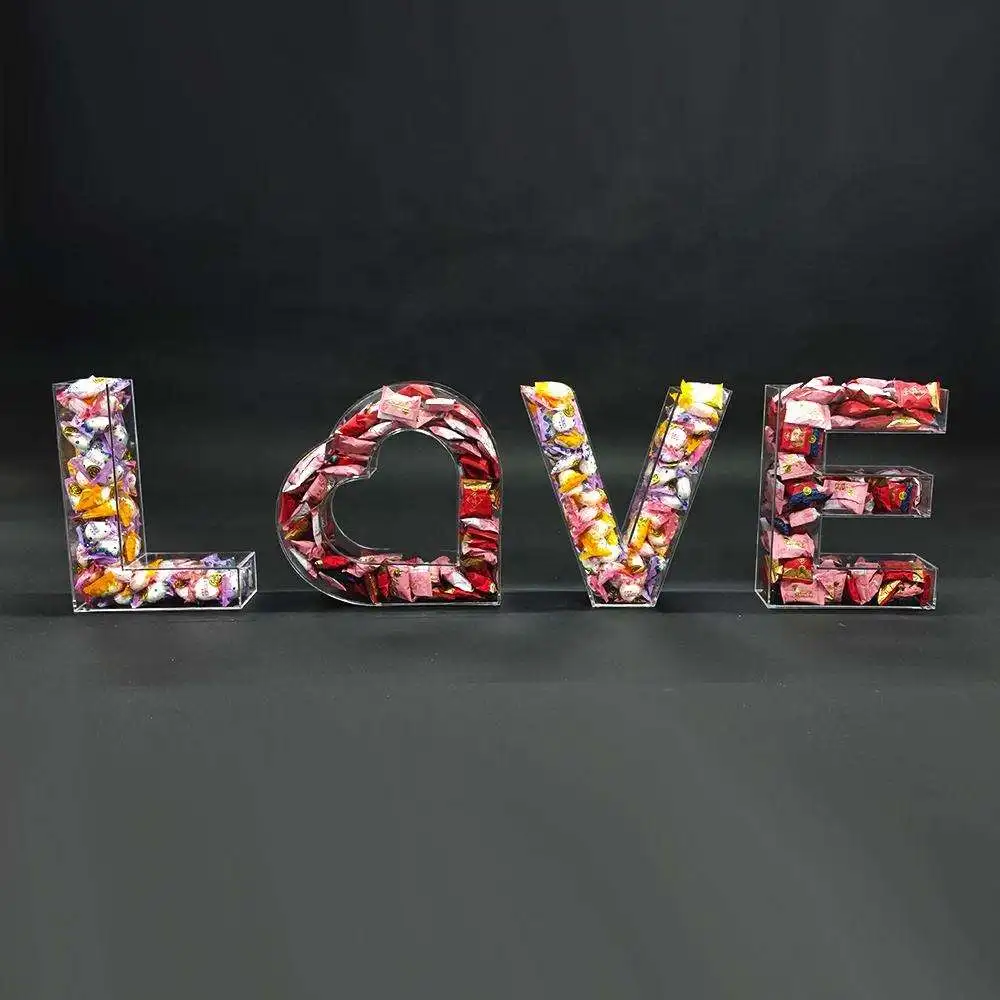 Wholesale Hollow Refillable Acrylic Alphabet Letter 3d Celar Candy Acrylic Fillable Letter